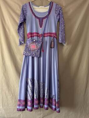 Girls Purple Princess Dress Matching Purse Long Sleeve, Size 140